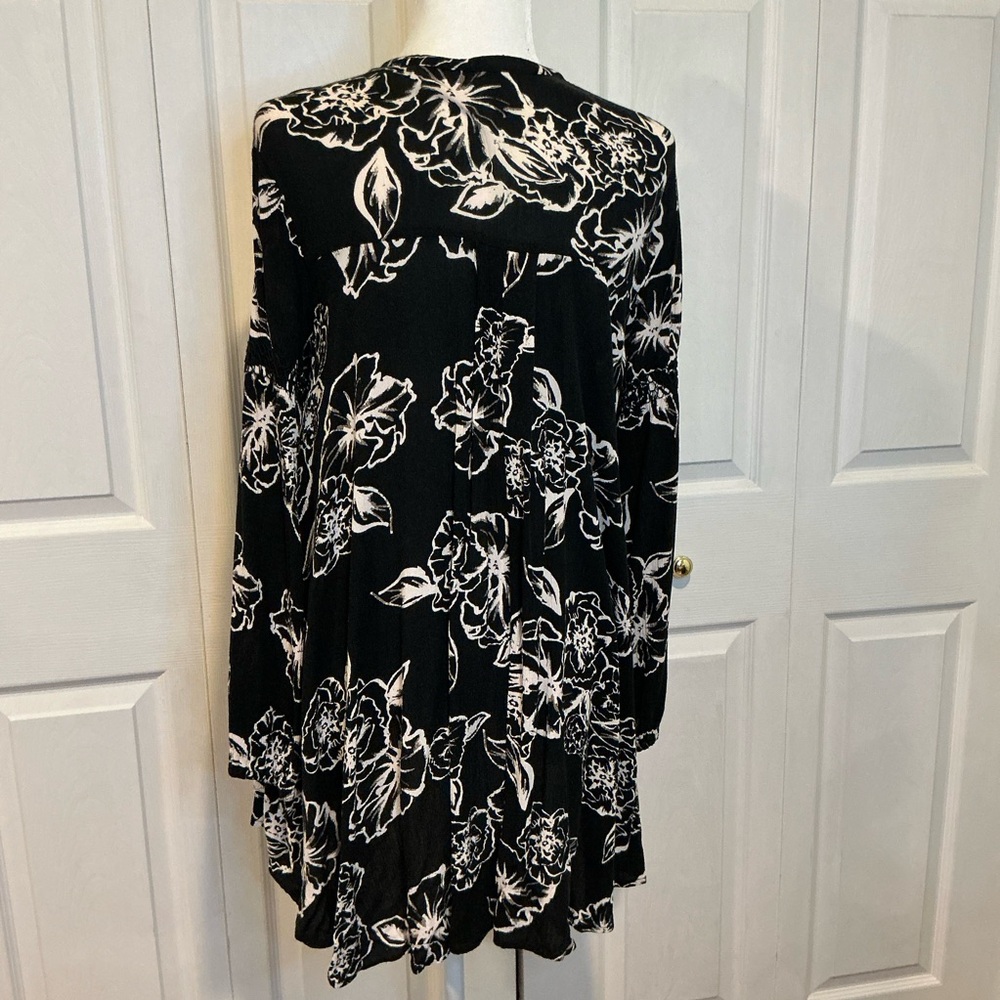 🌹 Free People Floral Black and White Mini Dress XS - Picture 4 of 6